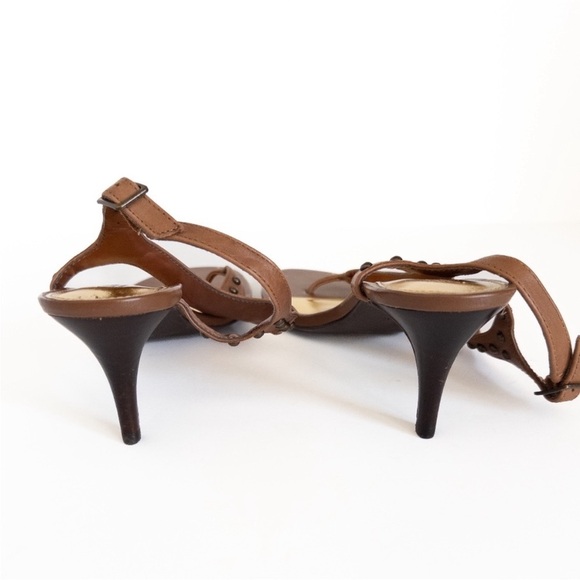 Lauren Ralph Lauren Brown Sandals with Studded Design With Kitten Heel Sz 9B - Picture 5 of 7